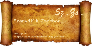 Szarvák Zsombor névjegykártya
